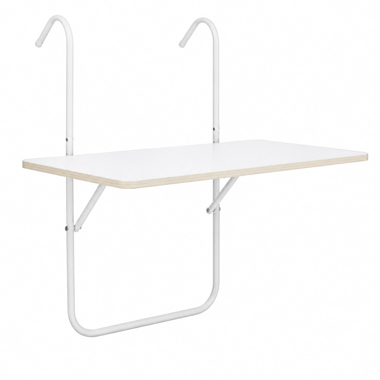 Mesa colgante ajustable para balcón 60x40 cm, resistente y blanca