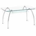 Mesa de Comedor de Cristal con Base Cromada, 150x90x75 cm