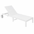 Tumbona de Jardín Reclinable Zulima Luxe en Aluminio Blanco con Ruedas