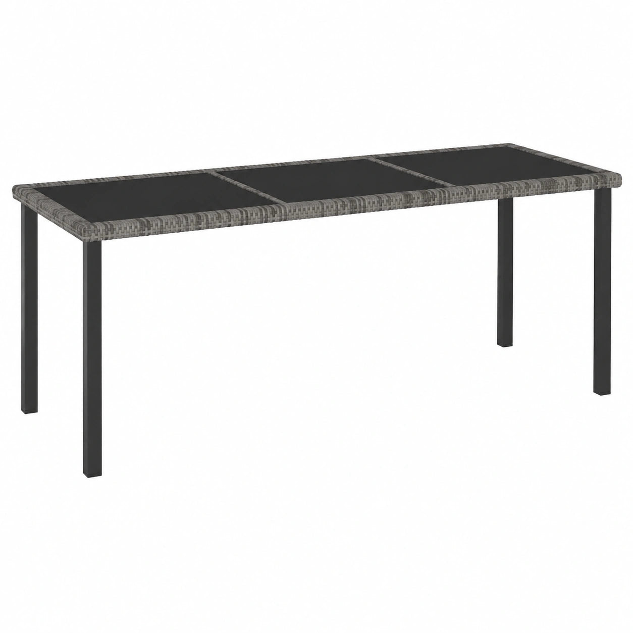 Mesa de Exterior de Ratán Sintético Gris 180x70x73 cm para Jardín y Terraza