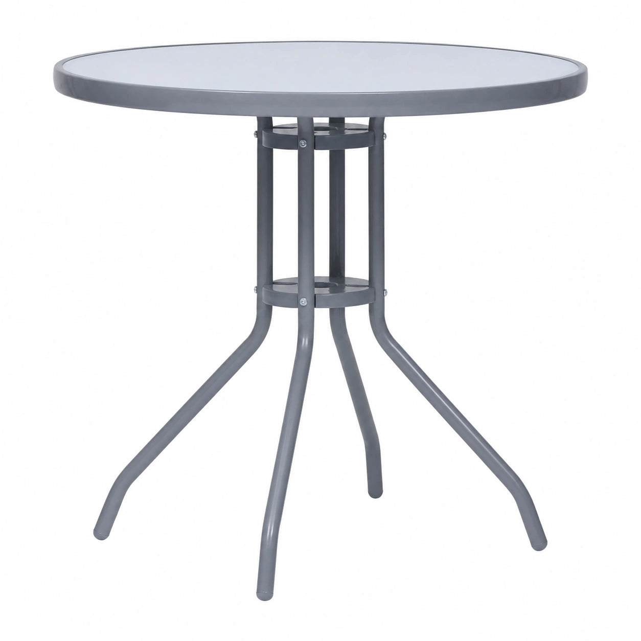 Mesa de Jardín Exterior de Acero y Vidrio 80 cm - Resistente y Moderna