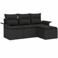 Conjunto de Sofás de Ratán Sintético Negro de 4 Piezas para Jardín, Moderno y Duradero