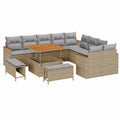 Conjunto de Sofás de Jardín 13 Piezas Ratan Sintético Beige, Sofá Modular Exterior, Muebles de Terraza de Lujo