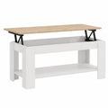 Mesa de Centro Elevable LYA, Blanco y Roble, 102x50x43-54 cm