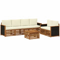 Conjunto de Sofás de Jardín 7 Piezas, Natural y Crema, Lounge Moderno y Duradero