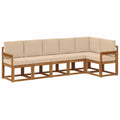 Conjunto de Sofás de Exterior con Cojines, 6 Piezas, Natural y Beige, Modular y Duradero