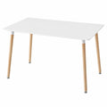 Mesa de Comedor Moderna con Encimera Blanca y Patas de Haya, 110x70x74 cm