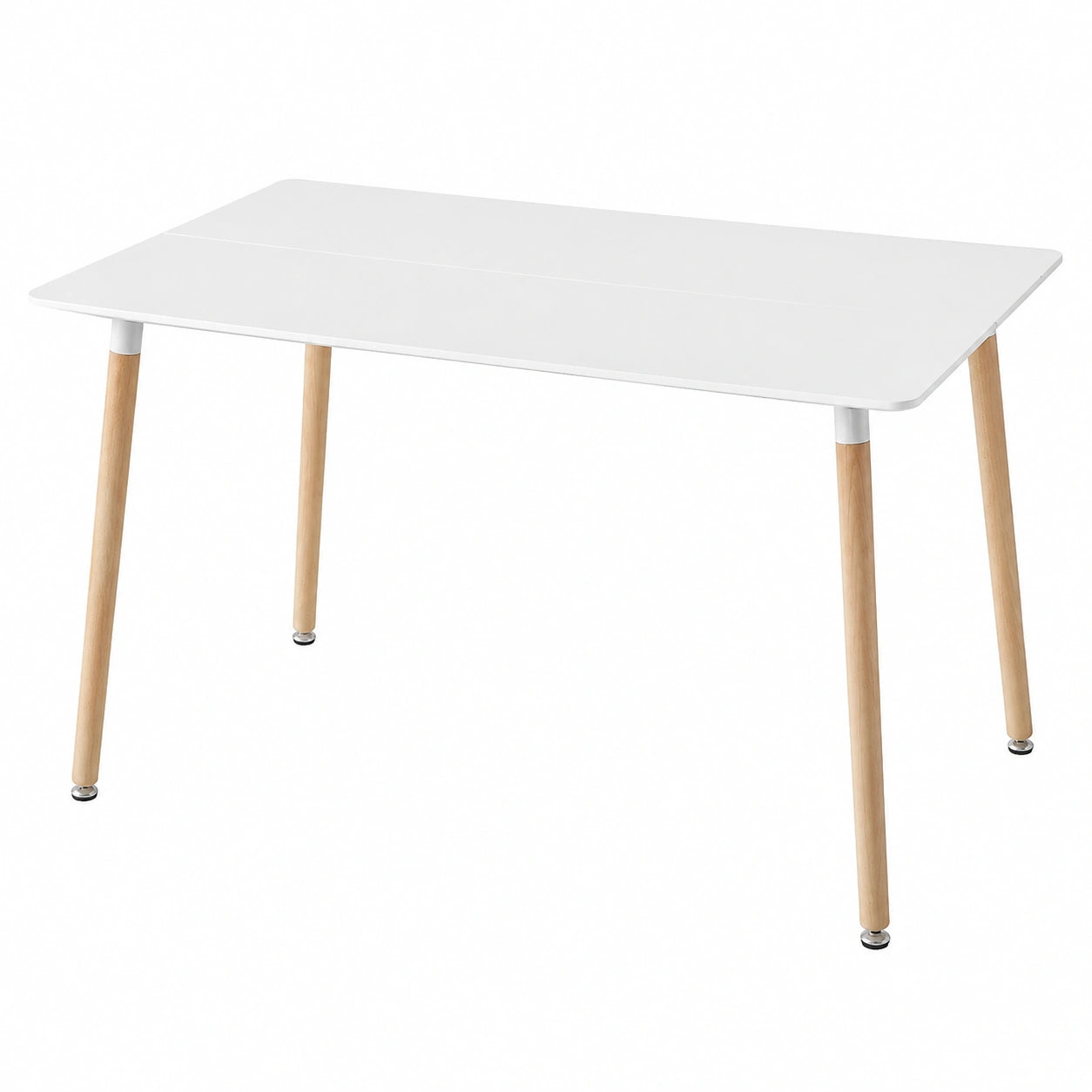 Mesa de Comedor Moderna con Encimera Blanca y Patas de Haya, 110x70x74 cm