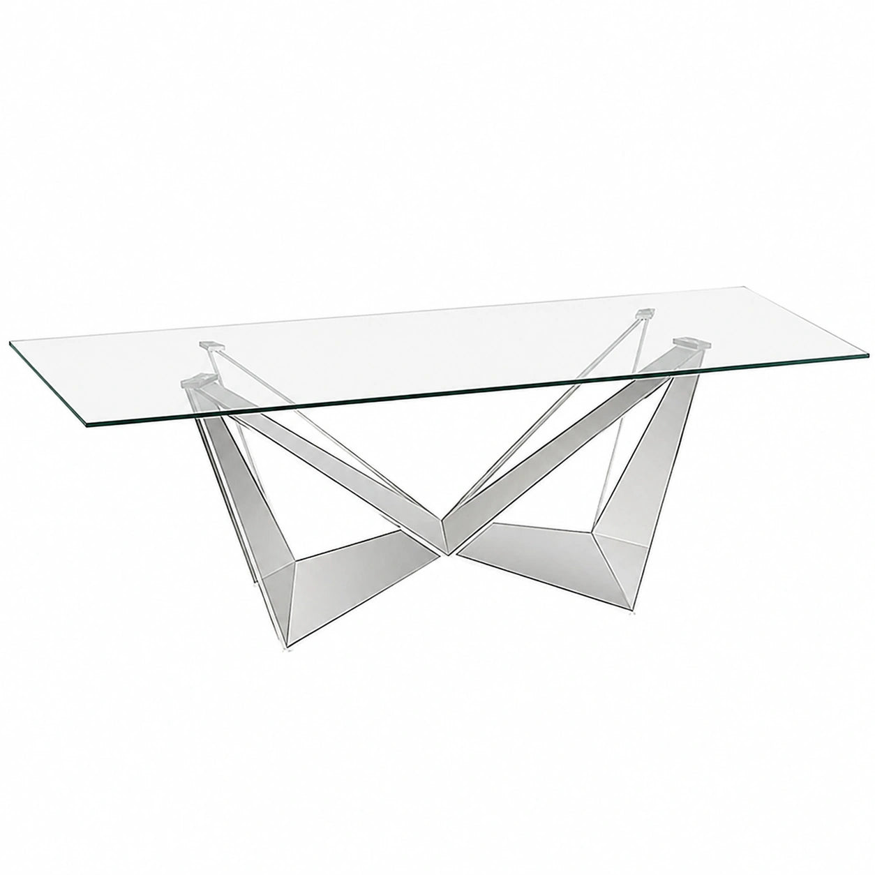 Mesa de Cristal y Acero Cromado para Comedor - Diseño Moderno 240x120x75 cm