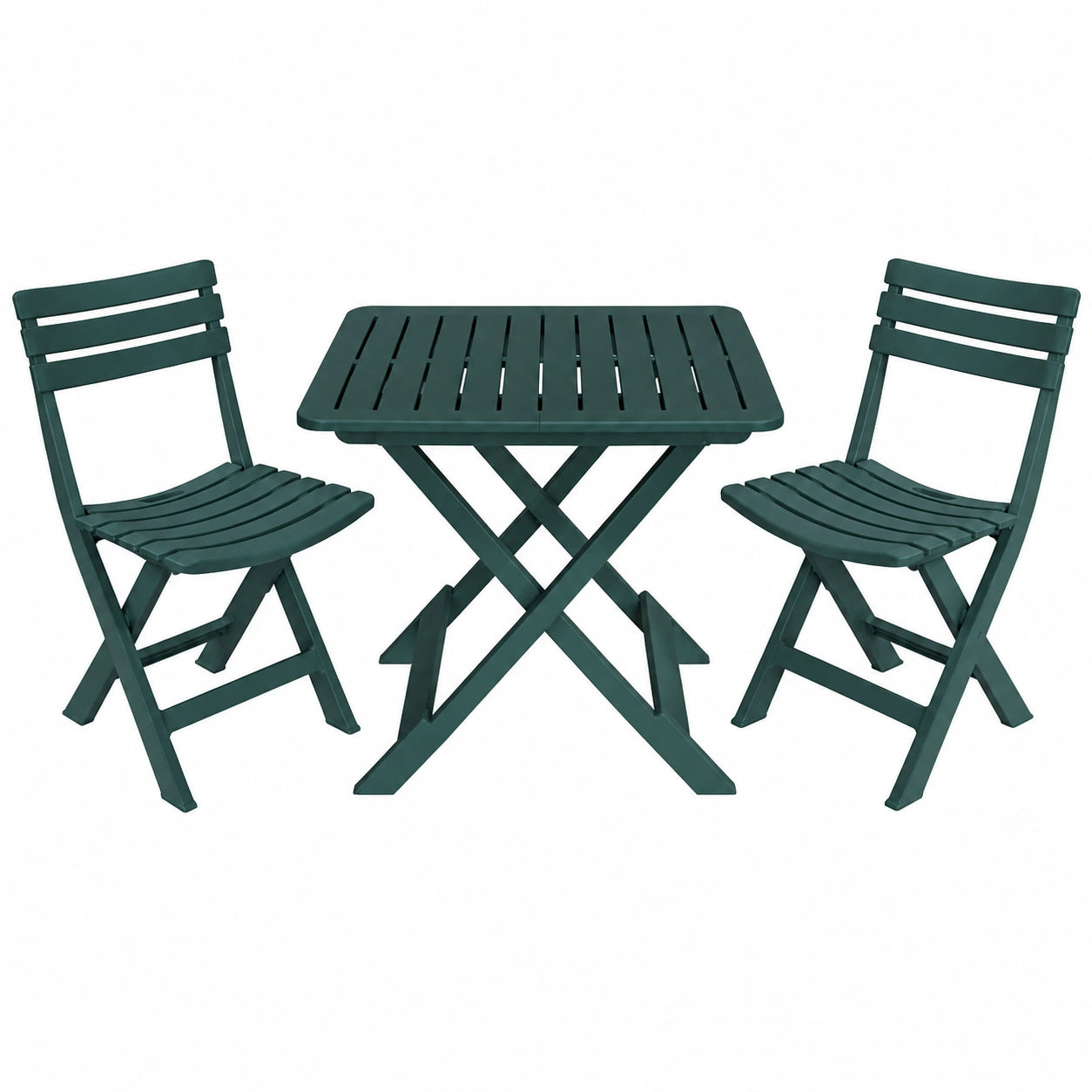 Conjunto Bistró Jardín: Mesa y 2 Sillas Verdes, Ideal para Terraza y Balcón