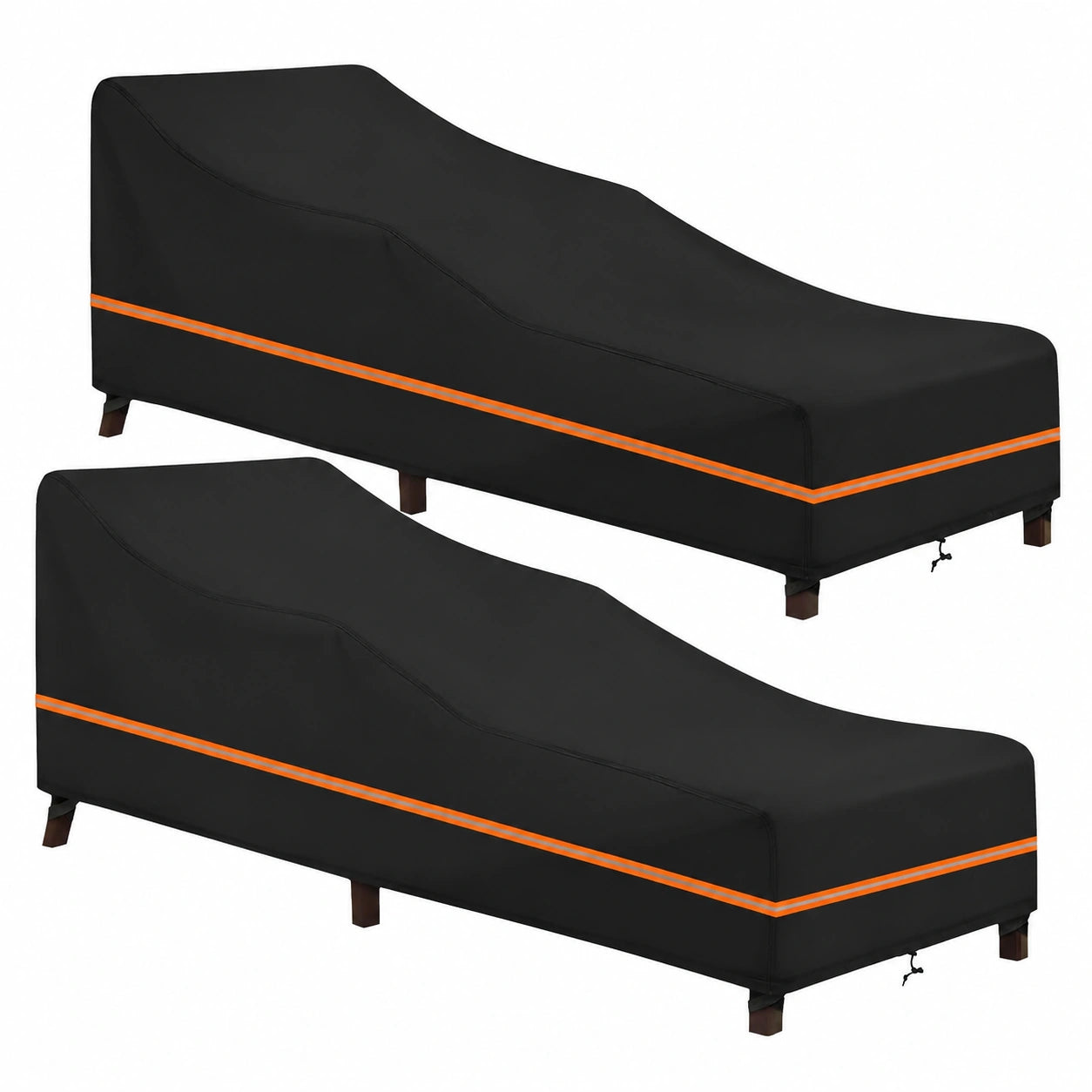 Juego de 2 Fundas Impermeables para Tumbonas de Jardín, Protección UV y Resistente al Viento, Antipolvo y Nieve, Cubiertas para Muebles de Exterior (200 x 75 x 40/70 cm)