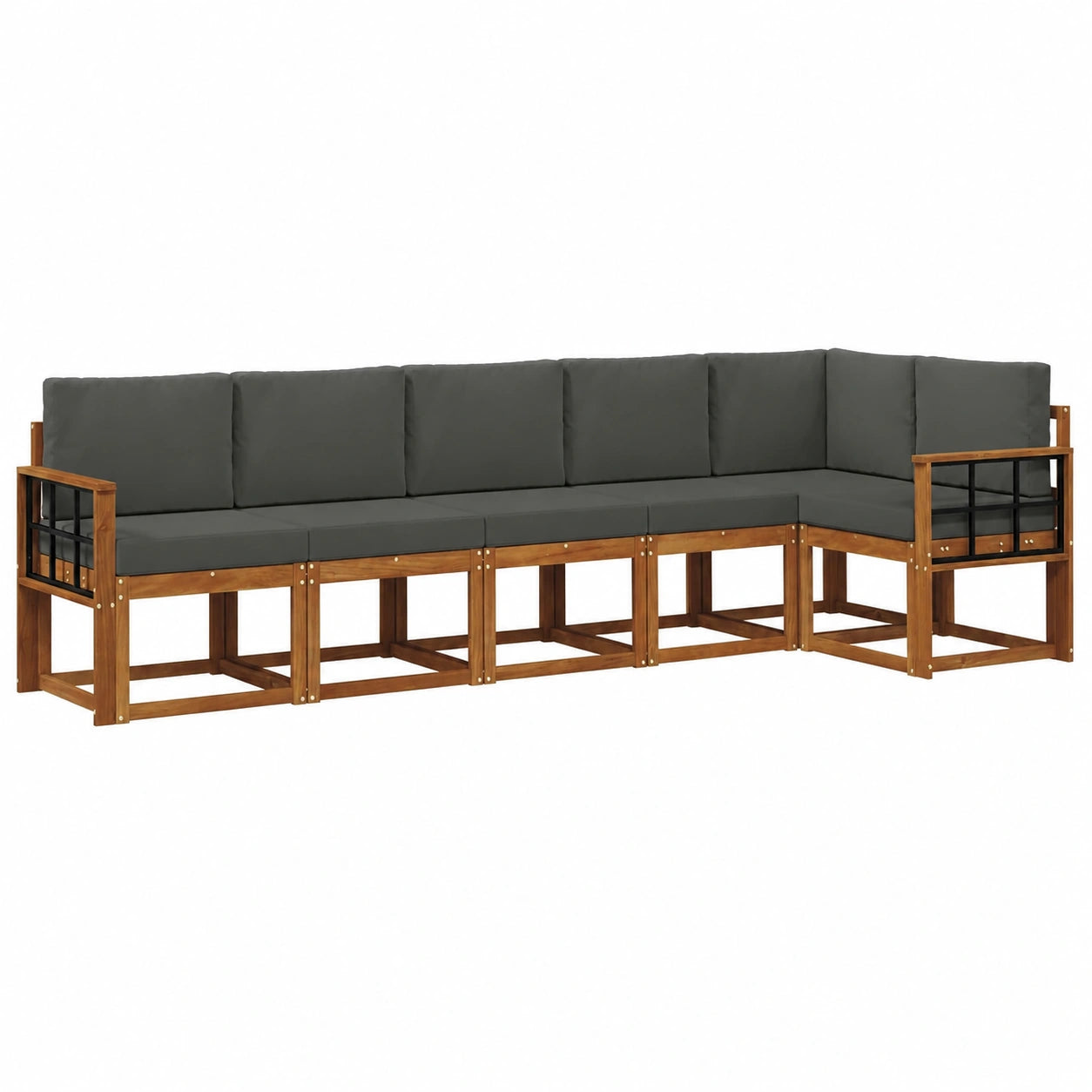 Conjunto Modular Exterior 6 piezas, Sofás de Jardín en Natural y Antracita
