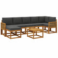Conjunto de Sofás de Jardín 8 Piezas Natural y Antracita de vidaXL, Sofá Modular Moderno para Exterior, Muebles de Terraza de Acacia Duraderos