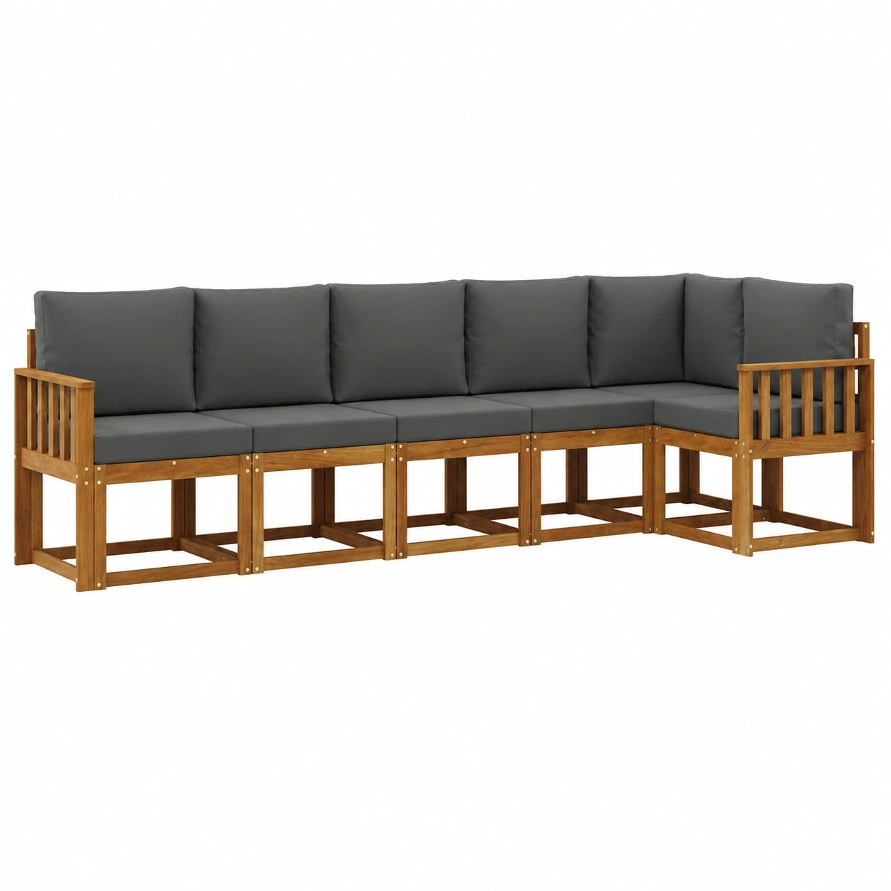 Conjunto de Sofás de Jardín Modular de 6 Piezas, Natural y Antracita, para Terraza