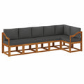 Conjunto de Sofás de Jardín Modular 6 Piezas, Natural y Antracita, Muebles de Exterior Cómodos y Duraderos