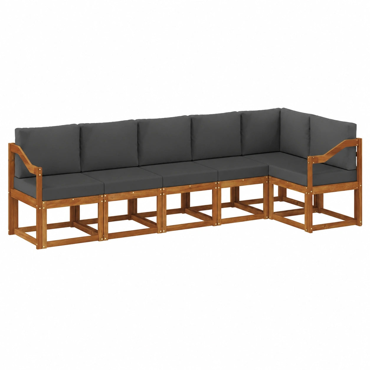Conjunto de Sofás de Jardín Modular 6 Piezas, Natural y Antracita, Muebles de Exterior Cómodos y Duraderos