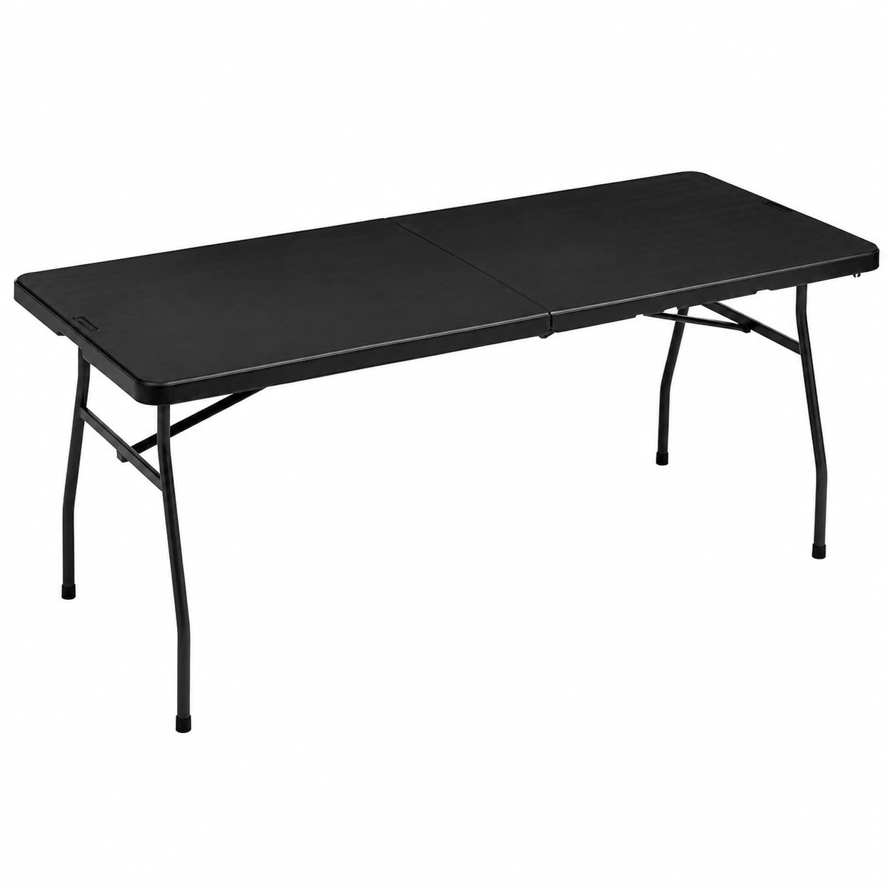 Mesa Plegable Rectangular de 1,8 m con Asa para Picnic y Camping, Ligera y Portátil, Color Negro