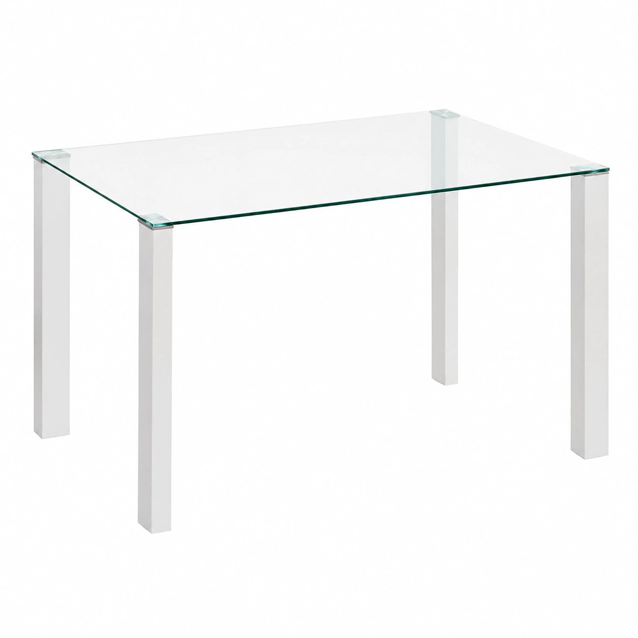 Mesa de Comedor Valya en Blanco Brillo y Cristal Templado, 150x90x75 cm