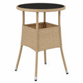 Mesa de Jardín de Ratán Sintético Beige con Vidrio Templado, 60x75 cm