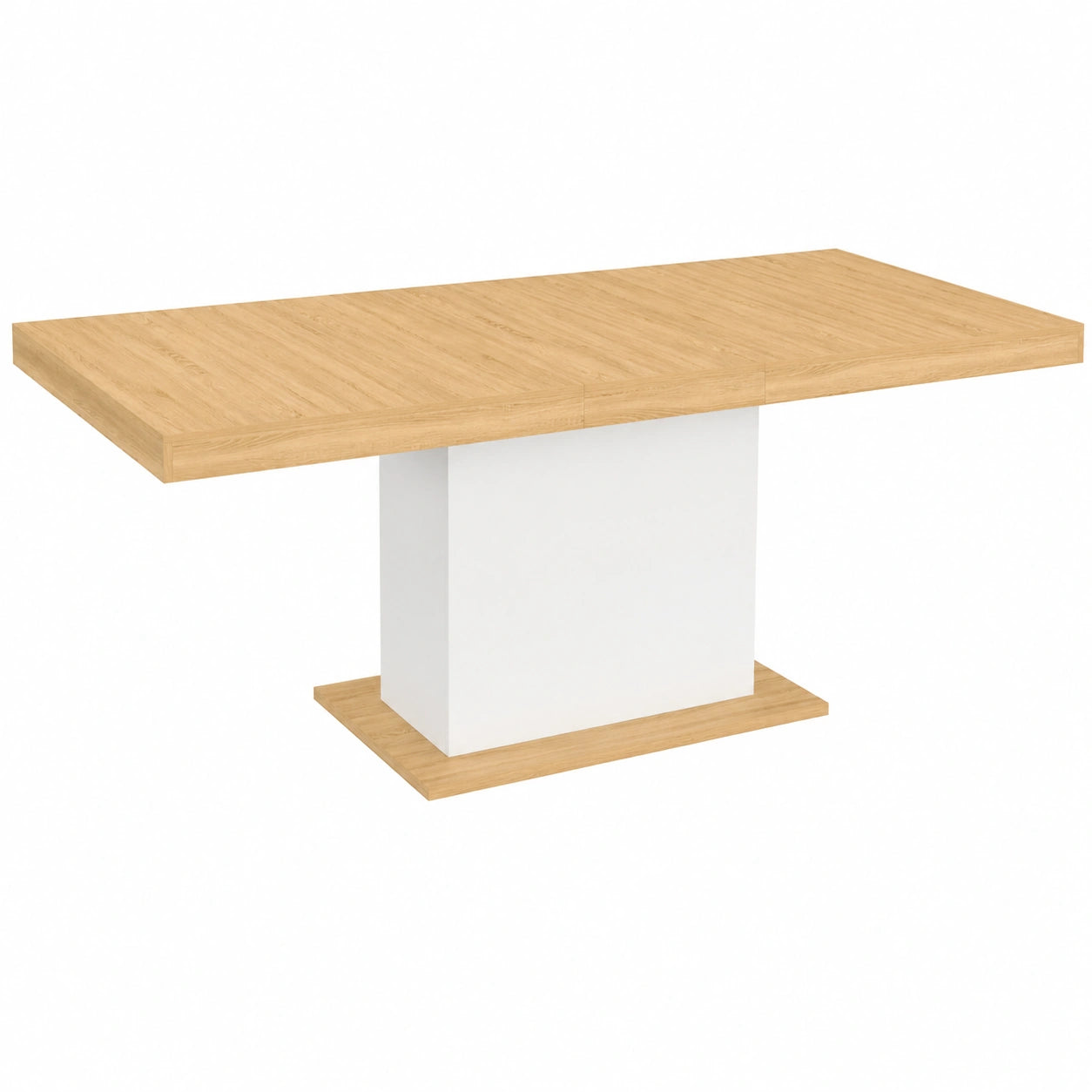Mesa Extensible de Comedor Eden para 6-10 Personas, Madera y Blanco, 160-200 cm
