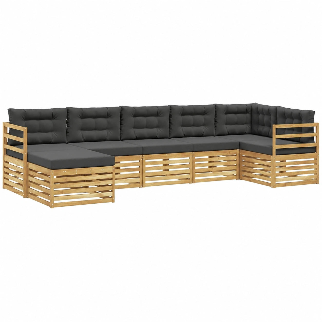 Conjunto de Sofás de Jardín 7 Piezas, Blanco y Antracita, Muebles de Exterior Modernos y Resistentes al Clima