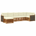 Conjunto de Sofás de Jardín 7 Piezas Natural y Crema, Muebles Exteriores Modernos Resistentes al Clima