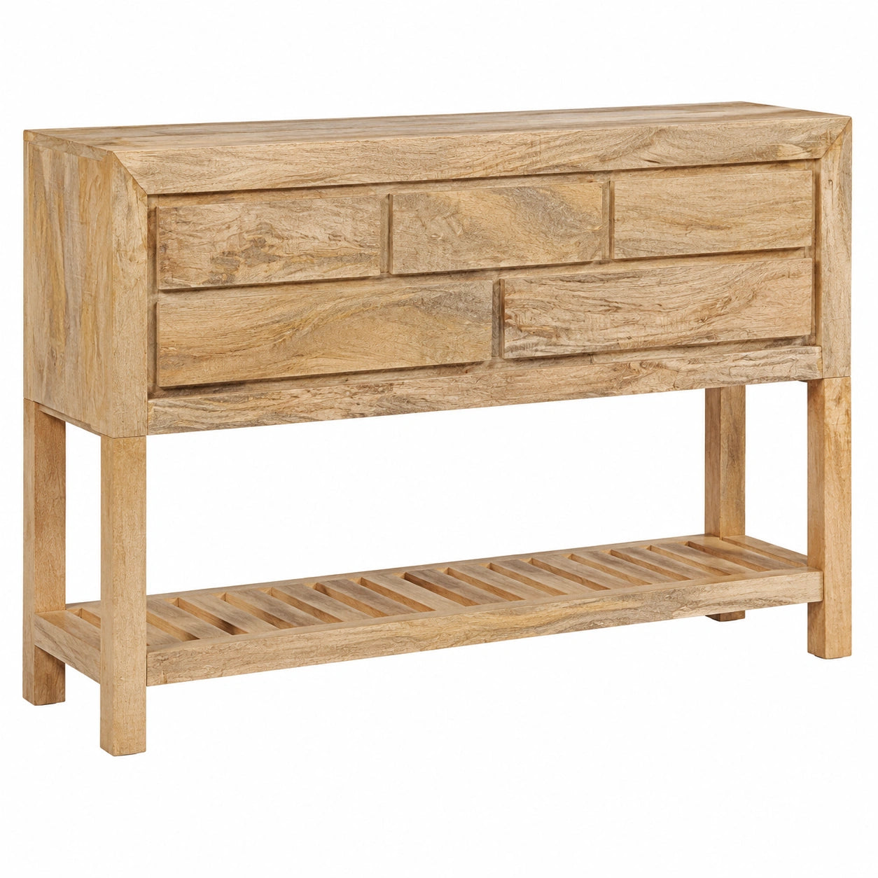 Mesa Consola de Madera de Mango con Almacenamiento Amplio para Salón